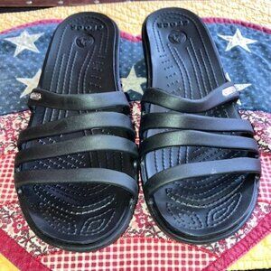 Crocs Black Rhonda Wedge Slide Sandals Size US 7